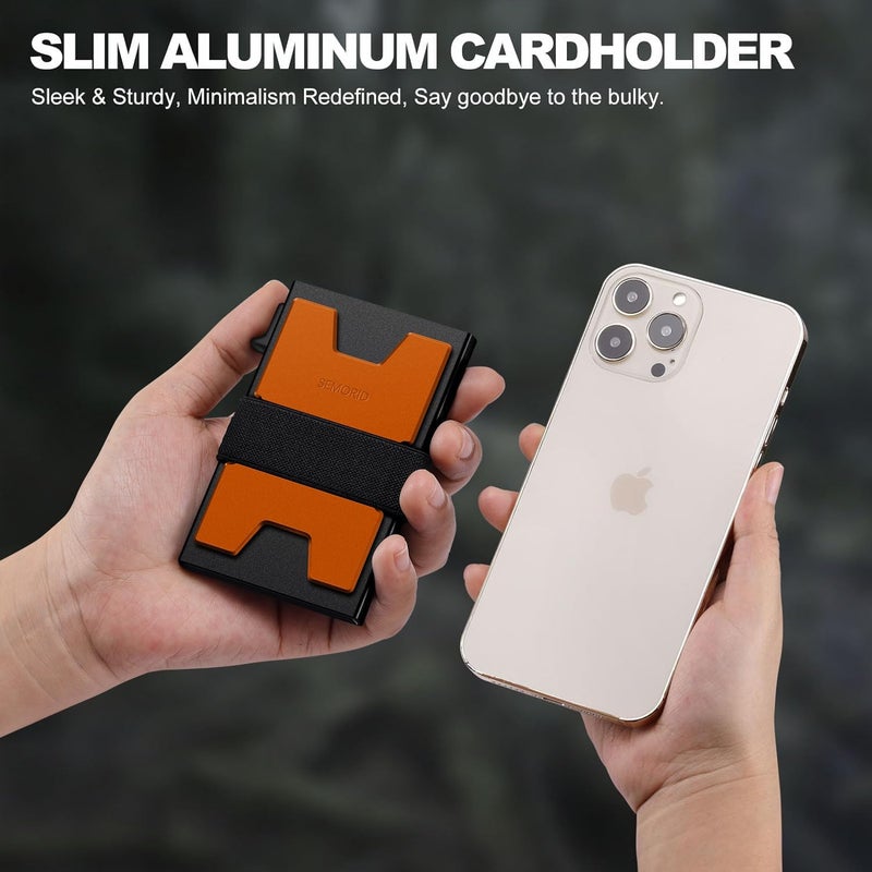 SEMORID Slim Aluminum Card Holder Wallet for Men, Durable Expandable Backplate, RFID Blocking Minimalist Metal Pop Up Wallet, Holds 12+ Cards Plus Cash - Image 4